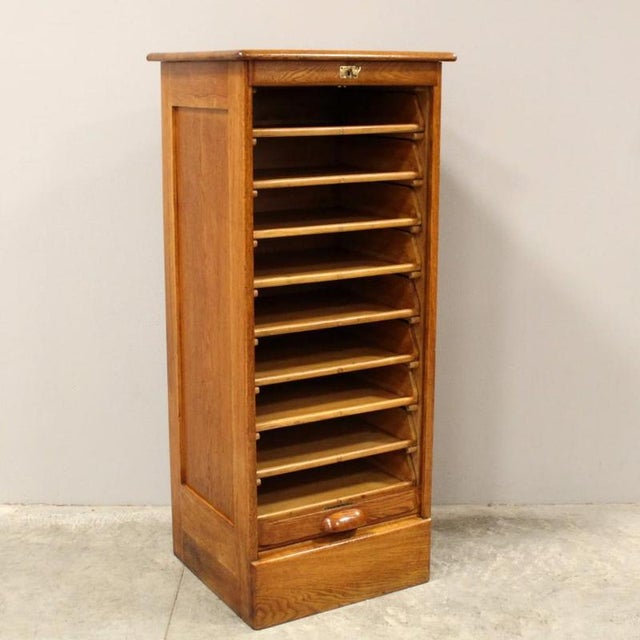 Antique Mobile Filing Cabinet Archive with Shutter, France, 1930s For Sale - Image 3 of 9