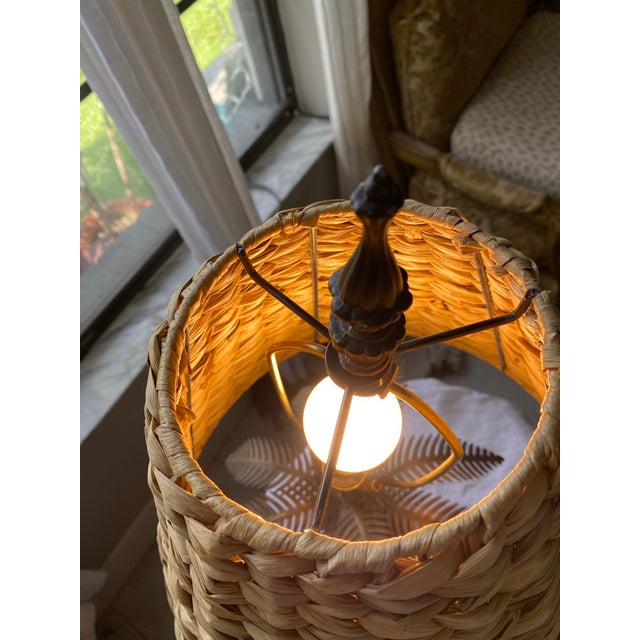 Bronze Vintage British Colonial Stacked Elephant Palm Tree Table Lamp For Sale - Image 8 of 12