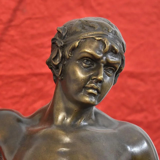 Brown 19th Century Bronze Warrior with Spear and Lion Sculpture from Antoine Louis Barye For Sale - Image 8 of 11