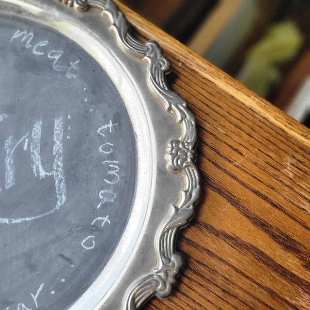 Vintage Chalk Board Menu Board Silverplate Tray Platter 22" X 17" W Hanger For Sale - Image 10 of 16