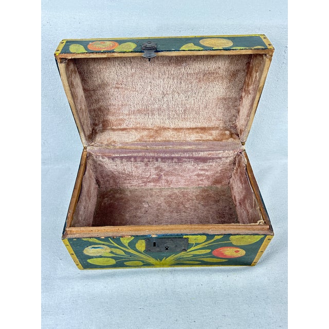 Antique French 19th Century Hand Painted Polychrome Trunk For Sale - Image 11 of 12