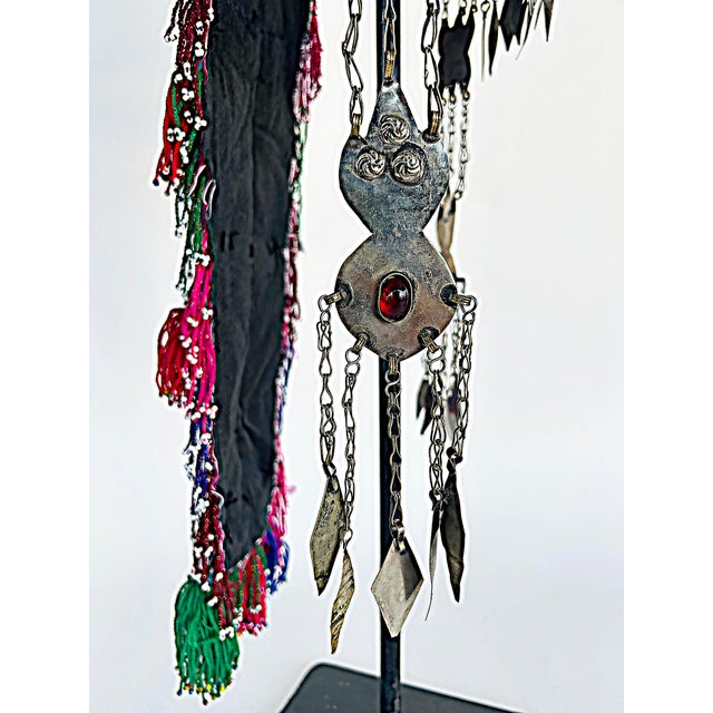 Late 20th Century Vintage Turkman Bridal Ceremonial Headdress, Heavily Adorned on Stand For Sale - Image 5 of 11