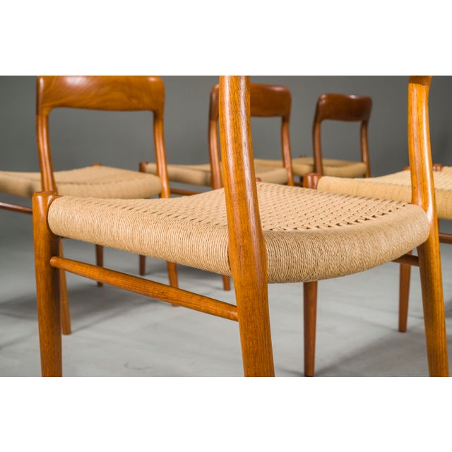 Danish Teak Model 75 Dining Chairs by Niels Møller, 1960s, Set of 8 For Sale - Image 16 of 18