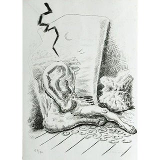 Alberto Savinio, The Man in the Well, Lithograph, 1946 For Sale