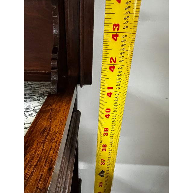 Antique French Carved Oak Marble-Top Server/Huntboard With Raised Back For Sale - Image 13 of 14