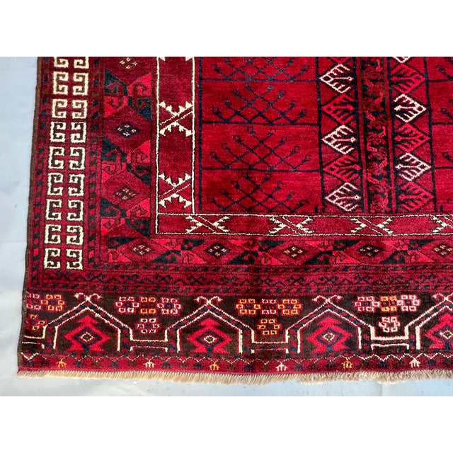 A rare antique Ersari Turkmen "Hatchli Parda" — a traditional yurt door hanging woven in the two-panel format, with each...