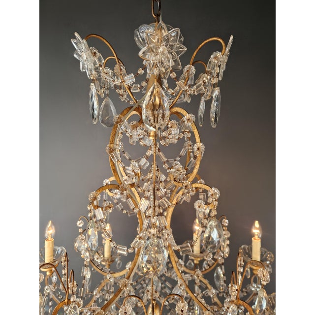 Late 19th Century Large Crystal Rustic Antique Chandelier Classic Traditional Solid Wide Glass For Sale - Image 14 of 15