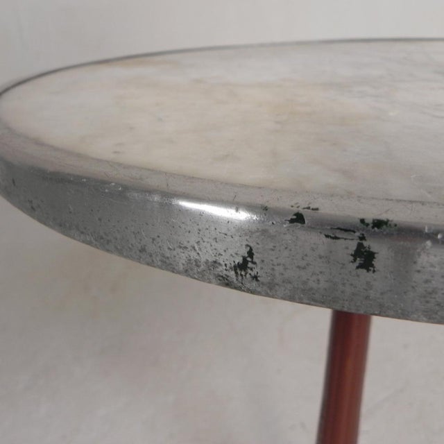 Beige Bistro Table with Cast Iron Legs and Marble Top, 1920s For Sale - Image 8 of 18