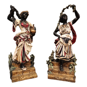 Late 19th Century Cold Painted Spelter Statues - Set of 2