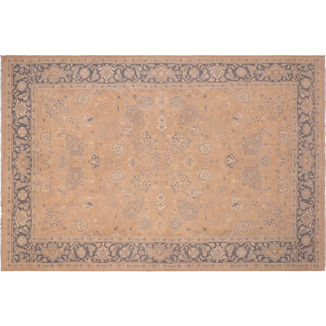 Shabby Chic Tan/Gray Wool Rug - 6'2'' X 9'0'' For Sale - Image 9 of 10