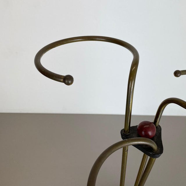 1950s Bauhaus Modernist Metal and Brass Umbrella Stand, Germany, 1950s For Sale - Image 5 of 18