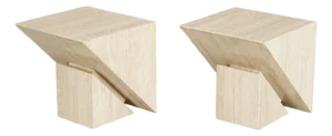 Pair of Travertine Post Modern Side Tables