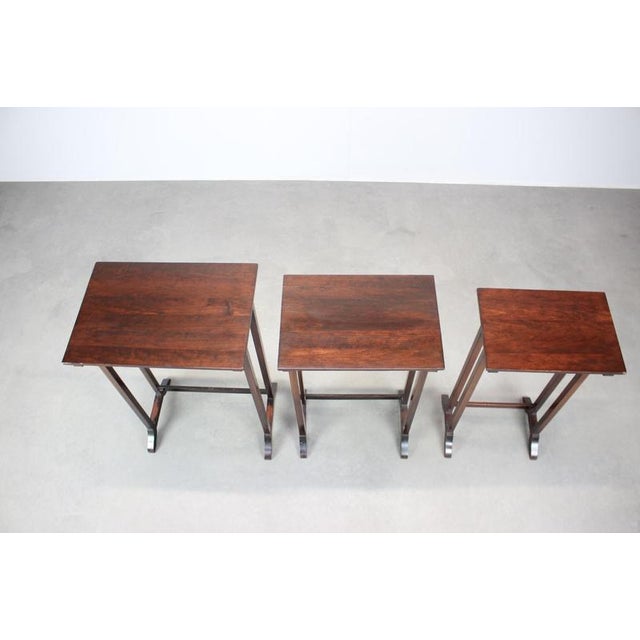 Gold Art Deco Nesting Tables in Mahogany Veneer, Former Czechoslovakia, 1930s, Set of 3 For Sale - Image 8 of 18