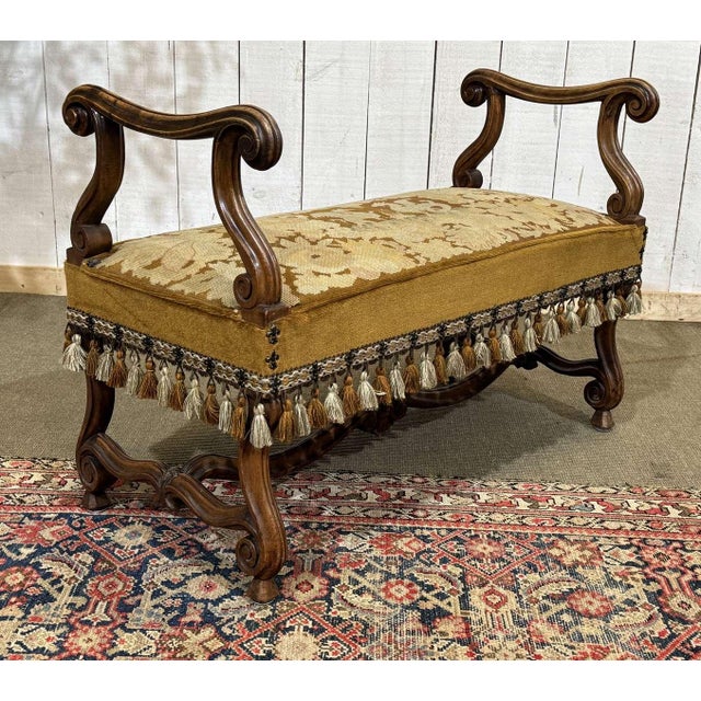 Antique Walnut Window Seat, 1900s For Sale - Image 3 of 15