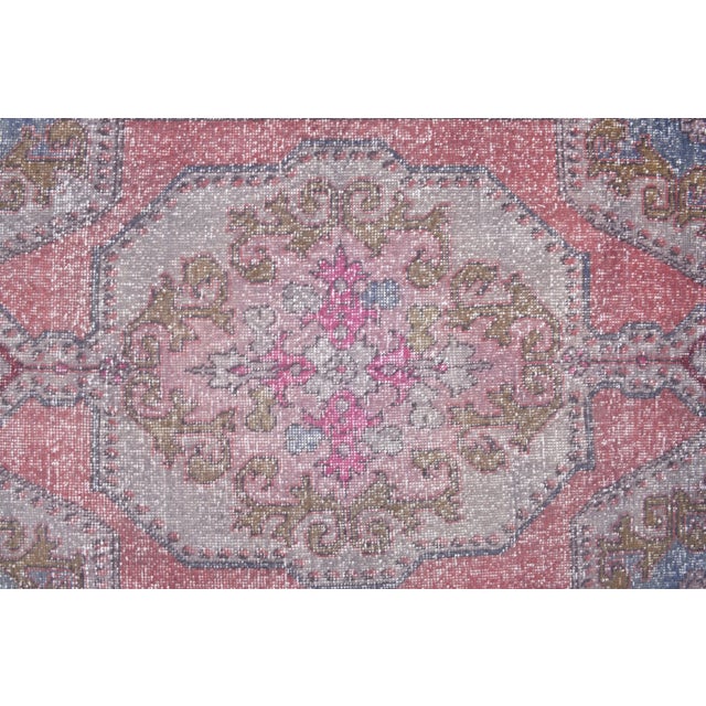 Pink 1970s Turkish Oushak Handmade Wool Cotton Pink Area Rug For Sale - Image 8 of 10