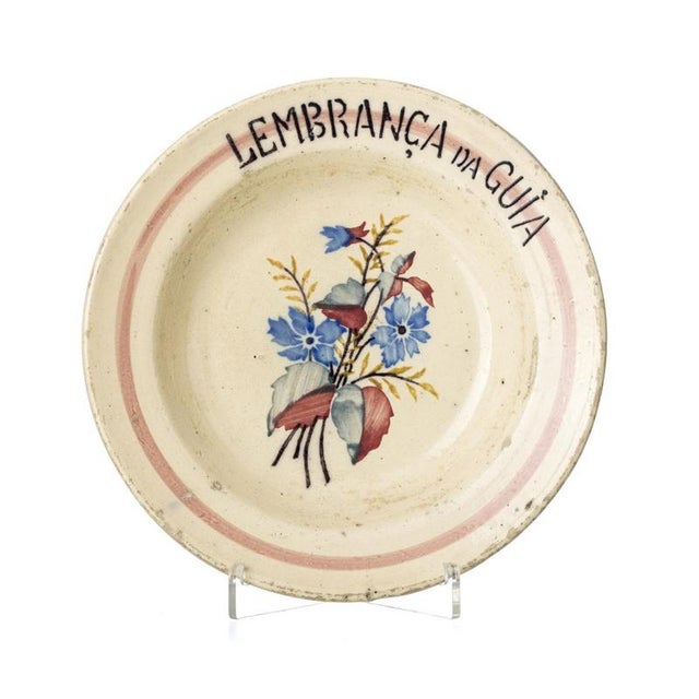 Talking Plate in Earthenware from Coimbra or Alcobaça For Sale - Image 6 of 6
