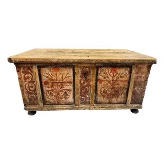 1800s Large Swedish Painted Blanket Chest For Sale