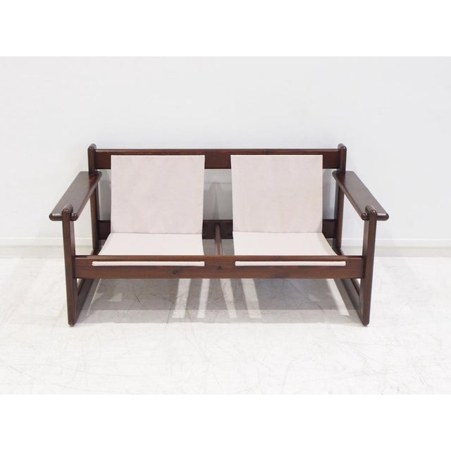 Midcentury Brazilian Walnut and Canvas Sofa, 1960s For Sale - Image 18 of 18