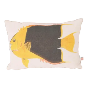 Down Filled Linen Throw Pillow With a Fish