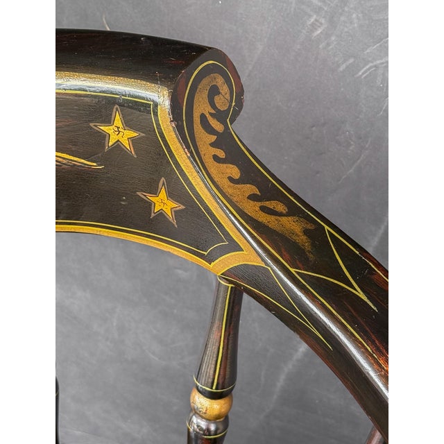 American Ebonized Captain's Chair With Federal Style Eagle and Stars For Sale - Image 15 of 18