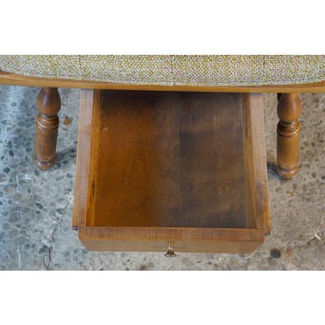 Brown 1960's Heywood Wakefield Windsor Back Maple Writing Desk Arm Chair With Drawer For Sale - Image 8 of 18