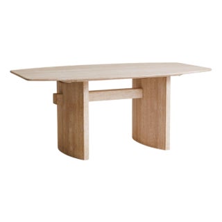 Italian Filled Travertine Oval Dining Table, 1970s For Sale