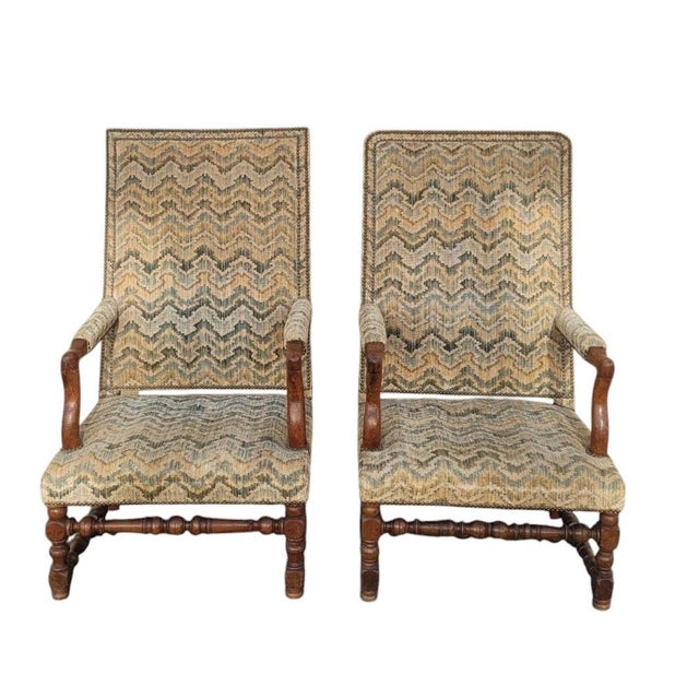 Set of Armchairs with Louis XIII Period Tapestry, Set of 2 For Sale - Image 14 of 14
