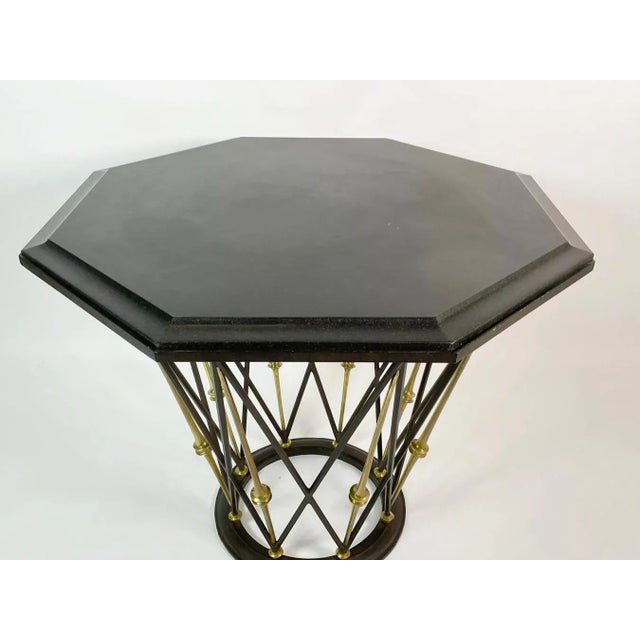 Metal 1980s French Brass & Wrought Iron Center Table with Octagonal Slate Top For Sale - Image 7 of 12
