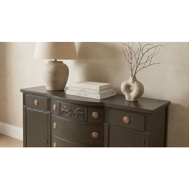 Drexel Mid 20th Century Professionally Refinished Drexel Bowfront Mahogany Buffet / Sideboard For Sale - Image 4 of 10