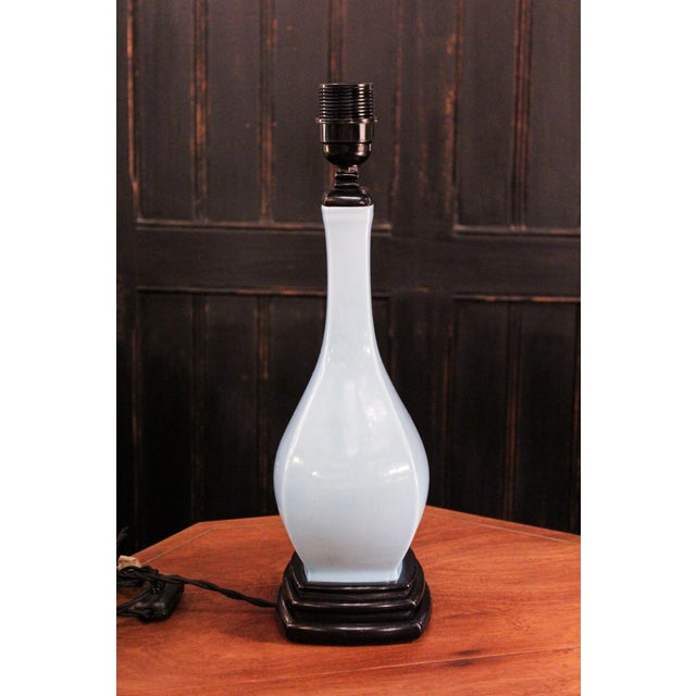 Light Blue and Black Glazed Ceramic Table Lamp from Manises, 1950s For Sale - Image 4 of 6