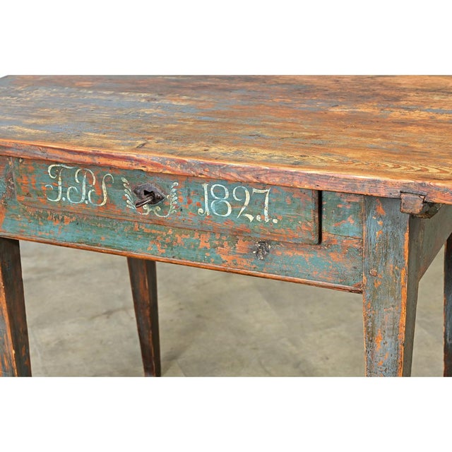 Brown Swedish Painted Pine Desk Circa 1827 For Sale - Image 8 of 12