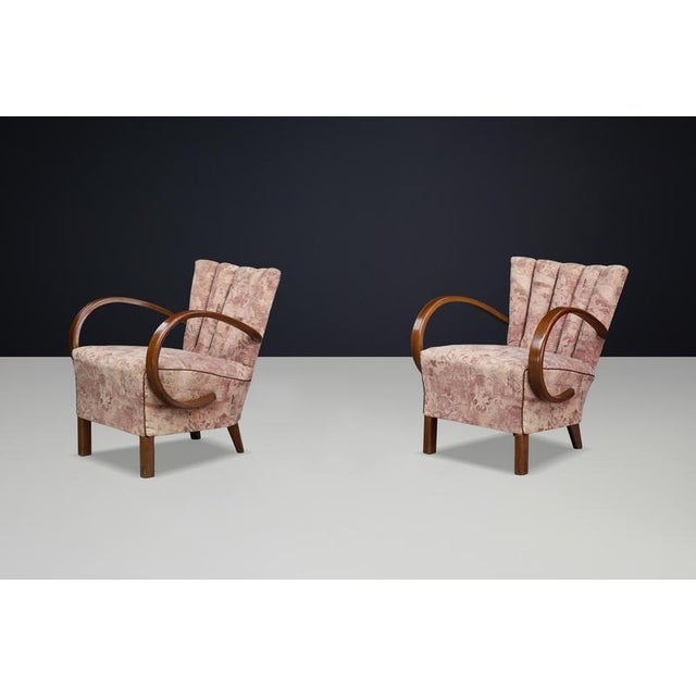 Art Deco Armchairs from Jindřich Halabala, Czechoslovakia, 1940s, Set of 2 For Sale - Image 4 of 11