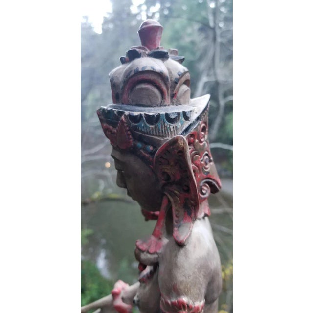 Red Carved Wood Hindu or Tibetan Crowned Goddess For Sale - Image 8 of 13