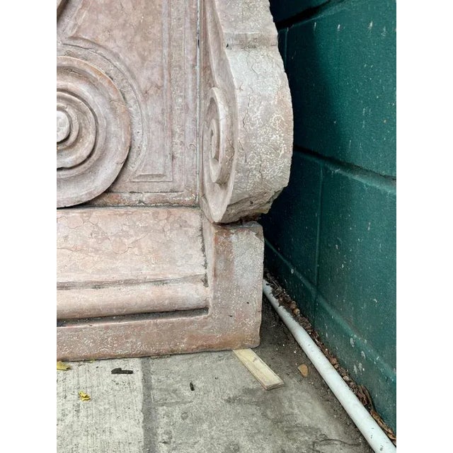 Early 20th Century Monumental Italian Wall Fountain in Carved Verona Rossa Marble, Early 1900s For Sale - Image 5 of 12