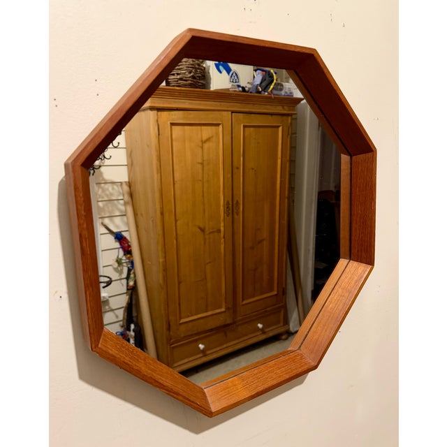 Scandinavian Modern Danish Teak Octagonal Mirror by Spejle 1960's For Sale In New York - Image 6 of 12