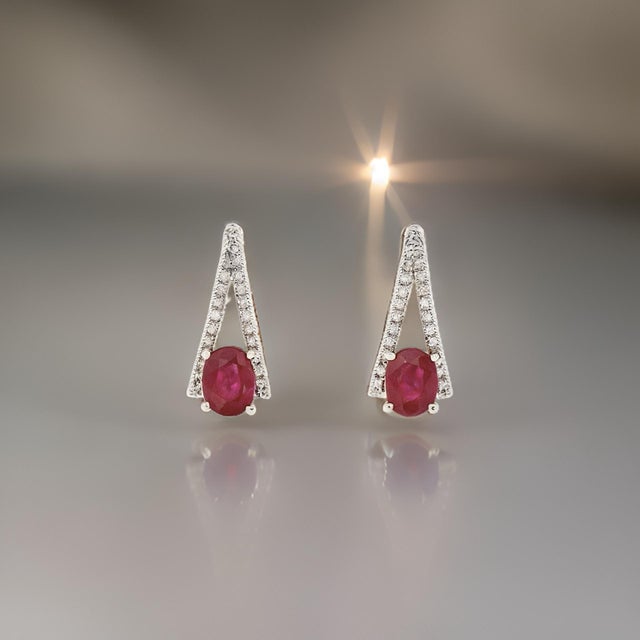 2010s Natural Tourmaline Diamond Dangle Stud Earrings 0.75" 14k White Gold 2.48 TCW For Sale - Image 5 of 12