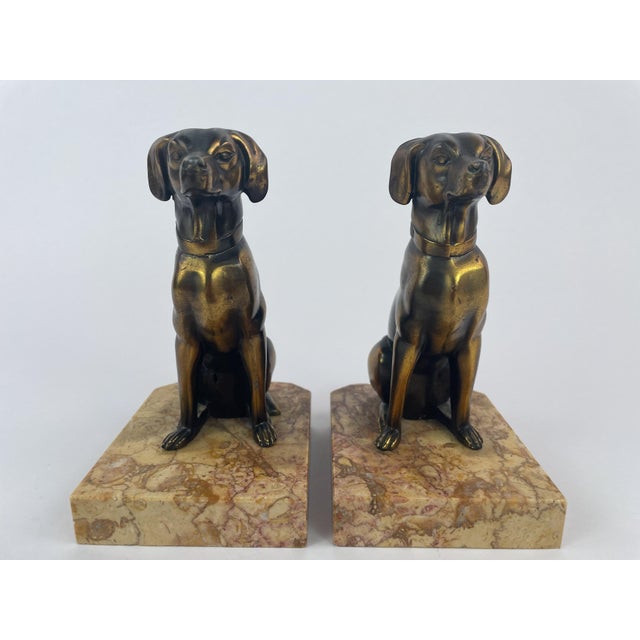 Pair of Art Deco Dog Bookends in Spelter and Marble by Jamar, France, 1930s For Sale - Image 11 of 13