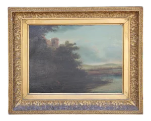 Mid 19th Century Impressionist English Countryside Landscape with River