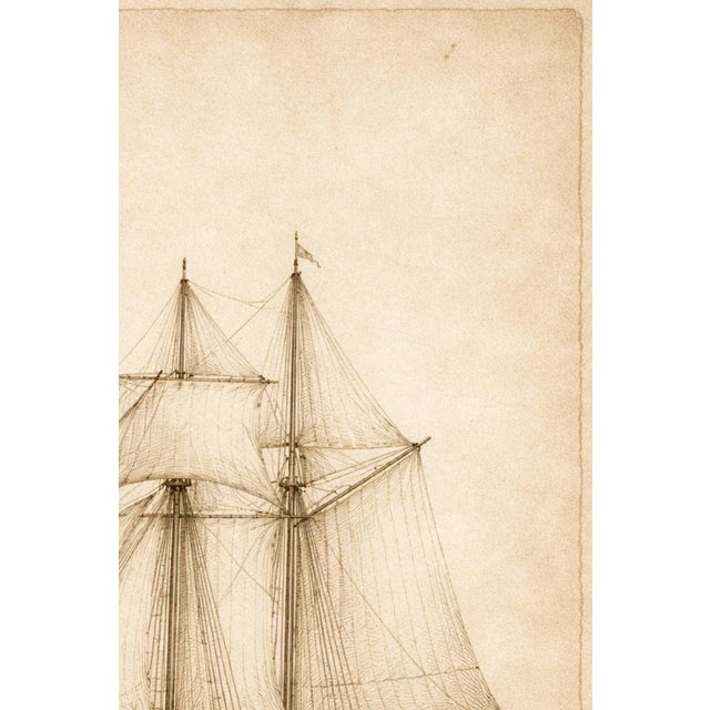 Antique Schooner Sail Study, Minimalist Nautical Art Print, 24″ × 36″ For Sale In Buffalo - Image 6 of 9