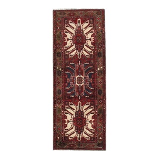 Vintage Hand-Knotted Persian Karadja Heriz Runner 3'7" X 9'8" For Sale