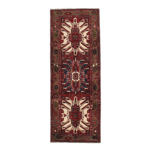 Vintage Hand-Knotted Persian Karadja Heriz Runner 3'7" X 9'8"
