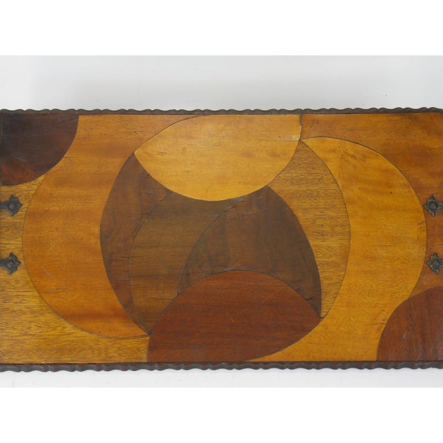 Mid 20th Century Rare Art Deco, Circle Marquetry Wooden Tray Mod Era, Mid Century Modern For Sale - Image 11 of 18