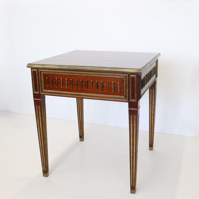 Brown 20th Century Neoclassical-style Mahogany Brass Table For Sale - Image 8 of 9