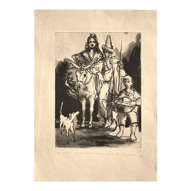 Spanish Family - Original Etching by Pere Créixams - 20th Century 20th Century For Sale