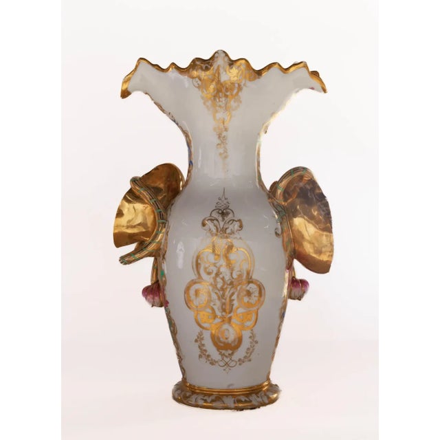 Monumental and Masterful Pair of French Paris Porcelain Hand-Painted Vases For Sale In New York - Image 6 of 16