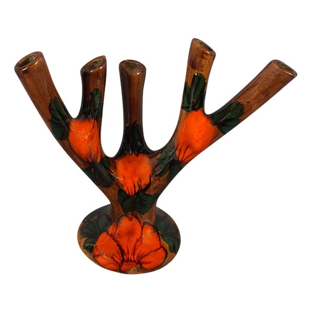 Vintage Majolica Vase Sculpture, 1970s For Sale