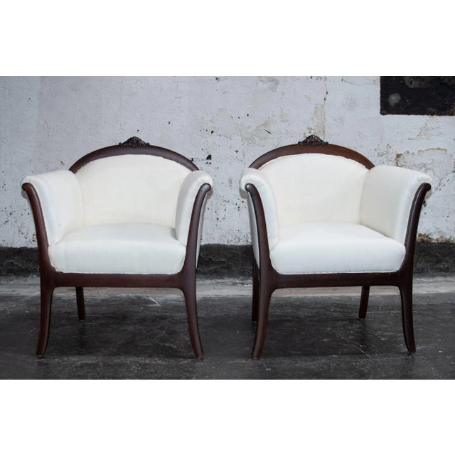 Pair of newly restored Swedish Grace arm chairs. Swedish Grace was the brief design period precursing the more commonly...