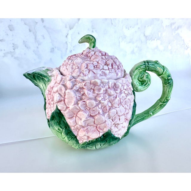 Fitz & Floyd Pink Hydrangea Tea Pot, perfect for a Garden Party, mix and match other Fitz whimsical dinnerware. 9.5in w to...