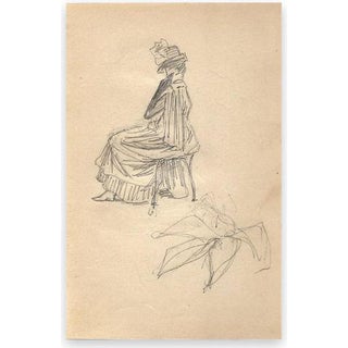George Auriol, Sketch of a Woman, Graphite on Vellum Drawing, 1890s For Sale
