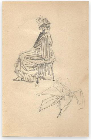 George Auriol, Sketch of a Woman, Graphite on Vellum Drawing, 1890s